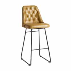 Harland Bar Stool with button back Vintage gold leather for restaurant bar pub and hotels