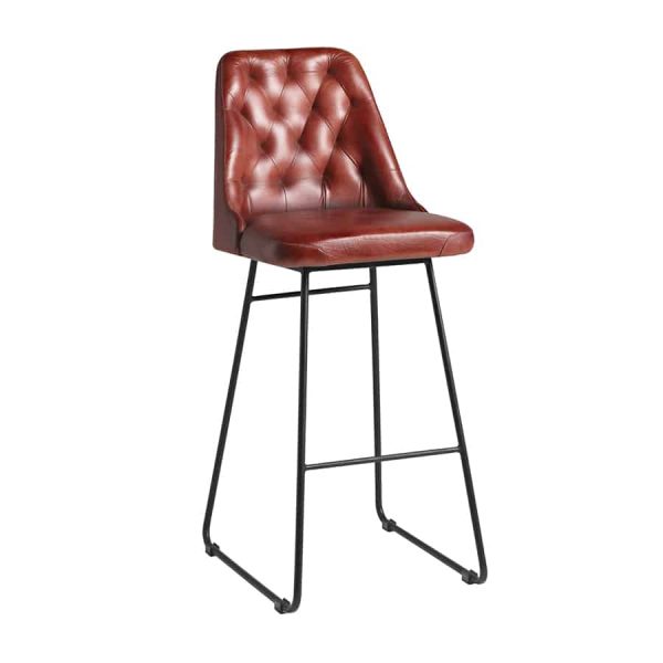 Harland Bar Stool with button back Vintage red leather for restaurant bar pub and hotels
