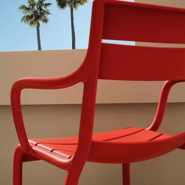 Souvenir Armchair Outdoor Restaurant Bar Chair by Pedrali at DeFrae Contract Furniture Red Close Up Back View