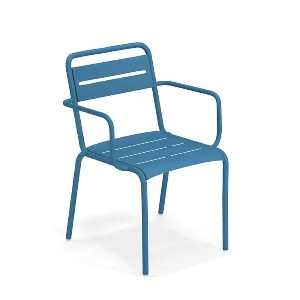 Star Armchair Outdoor Restaurant Bar Chair by Pedrali at DeFrae Contract Furniture Blue