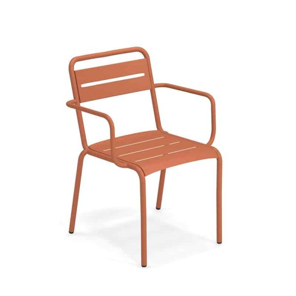 Star Armchair Outdoor Restaurant Bar Chair by Pedrali at DeFrae Contract Furniture Maple Red