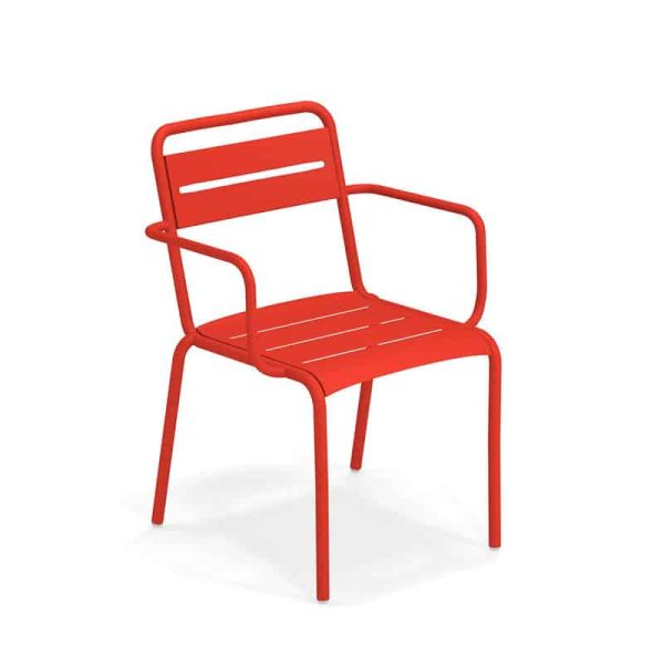 Star Armchair Outdoor Restaurant Bar Chair by Pedrali at DeFrae Contract Furniture Scarlet Red
