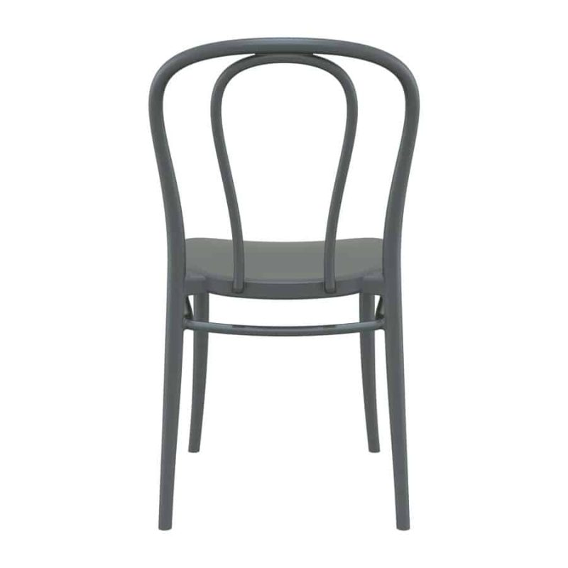 Victoria Side Chair For Outdoor Use Dark Grey DeFrae Contract Furniture Back View