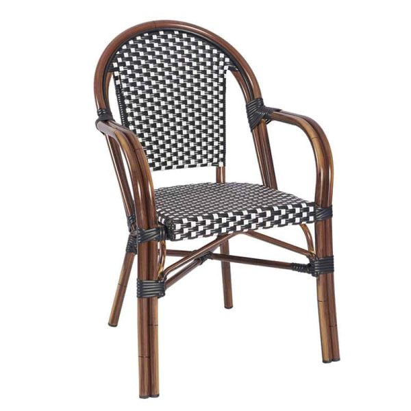 Carcassone French Bistro Armchair Black and White