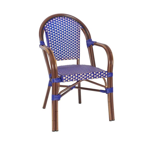 Carcassone French Bistro Armchair Blue and Cream