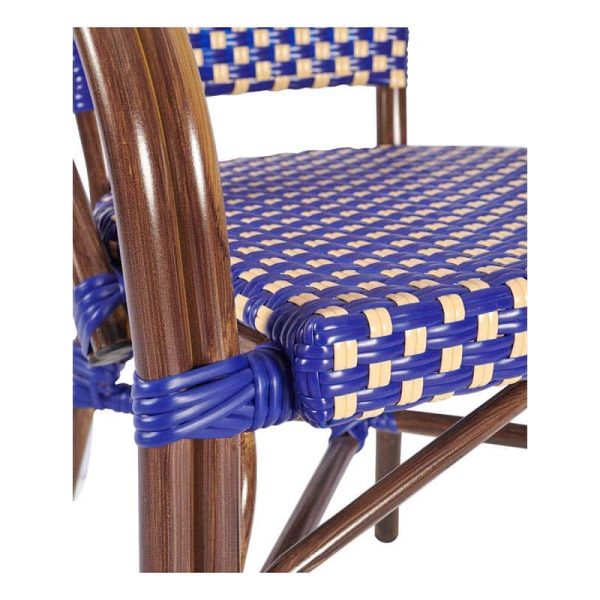 Carcassone French Bistro Armchair Blue and Cream Close Up