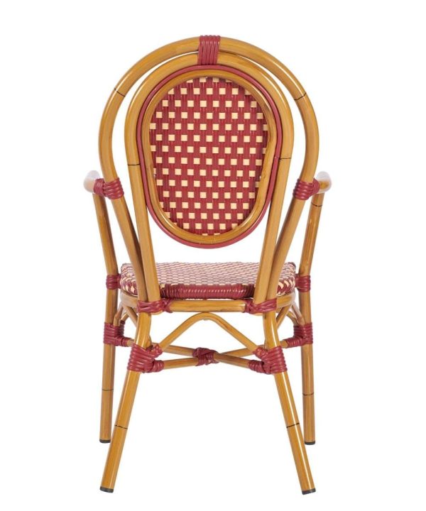 Marseille French Bistro Armchair Red and Cream Outdoor Cafe Restaurant Chair