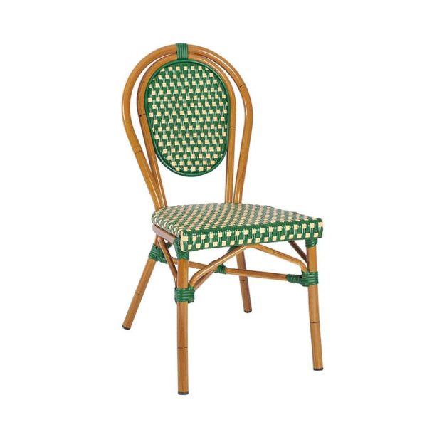 Marseille French Bistro Side Chair Green and Cream Outdoor Cafe Restaurant Chair