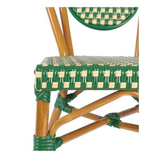 Marseille French Bistro Side Chair Green and Cream Outdoor Cafe Restaurant Chair