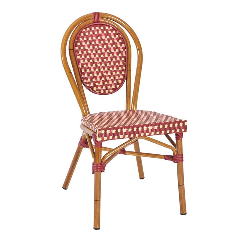 Marseille French Bistro Side Chair Red and Cream Outdoor Cafe Restaurant Chair