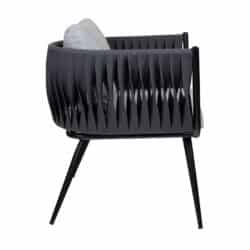 Mozzini Belt Armchair Grey Natural Cushions DeFrae Contract Furniture Outdoor Lounge Armchair