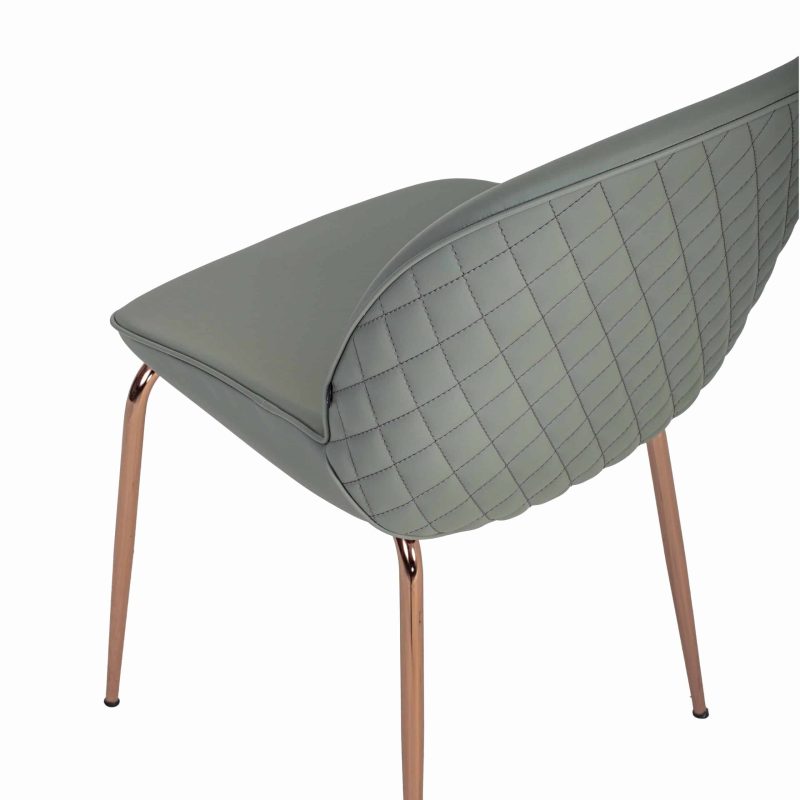 Bayonne Side Chair DeFrae Contract Furniture Copper Frame Quilted Back Close Up