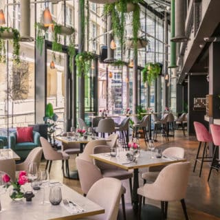 Restaurant and bar furniture at The Listing, London by DeFrae Contract Furniture