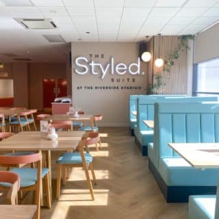 Restaurant furniture by DeFrae Contract Furniture at Styled Suite Riverside Stadium Middlesbrough FC stadium 4
