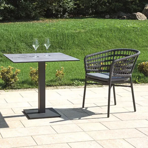 Bled Armchair in Anthracite DeFrae Contract Furniture. Rope detail arms and back rest