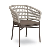Bled Armchair in Taupe DeFrae Contract Furniture. Rope detail arms and back rest