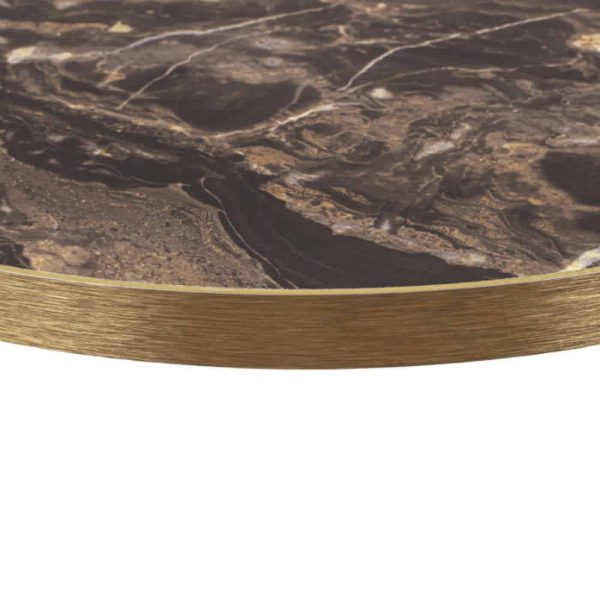 Marbled Cappuccino Round Marble Effect Table Top With Gold ABS Edge DeFrae Contract Furniture Main Image