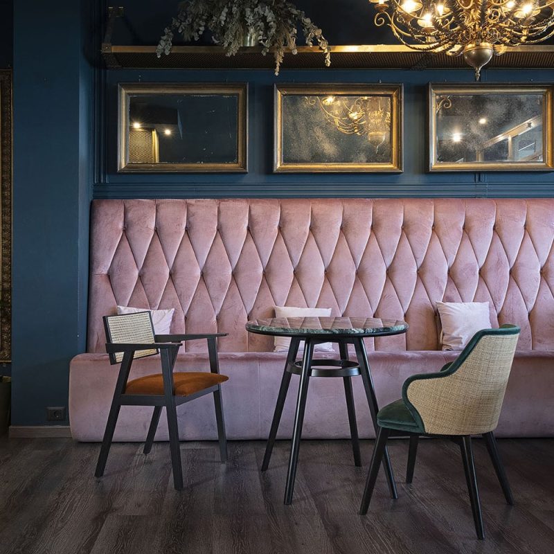 Marie Armchair and Lisbeth Chair with Cane Back DeFrae Contract Furniture