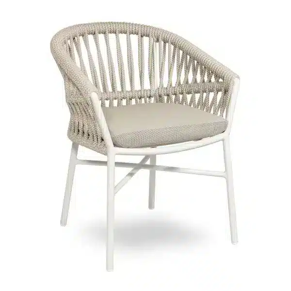 Method Armchair Rope Detail White and Beige Frame DeFrae Contract Furniture