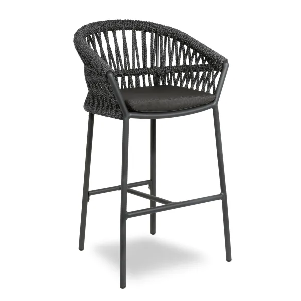Method Bar Stool Rope Detail Anthracite and Black Frame DeFrae Contract Furniture