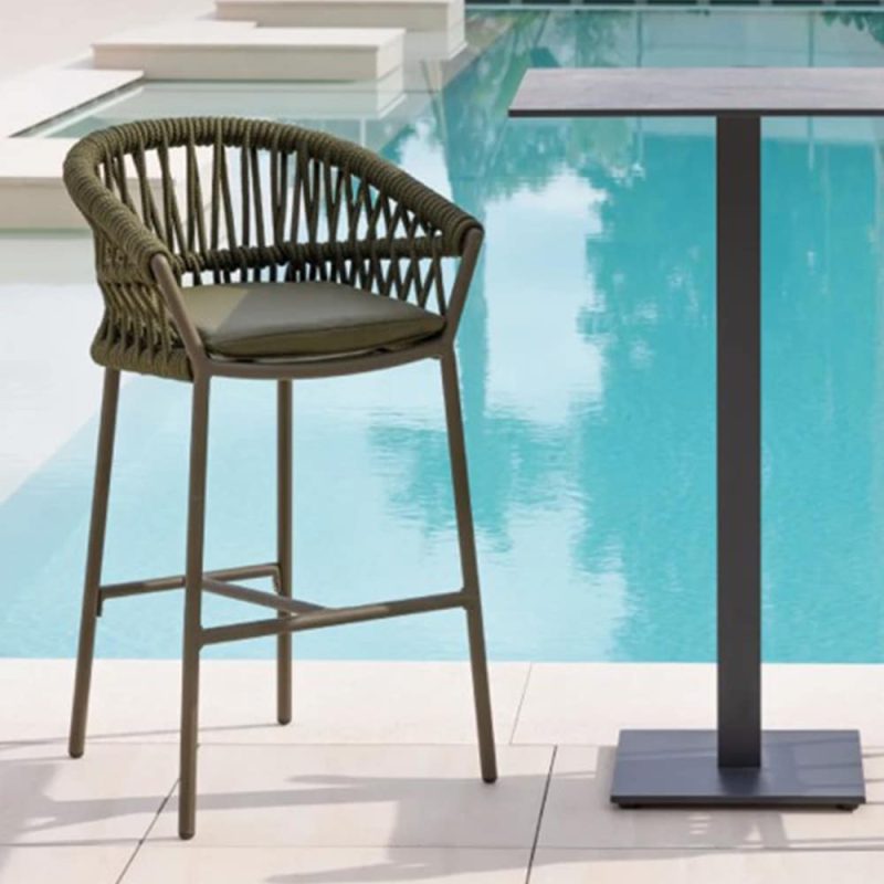 Method Bar Stool Rope Detail Green Frame DeFrae Contract Furniture in situ 1