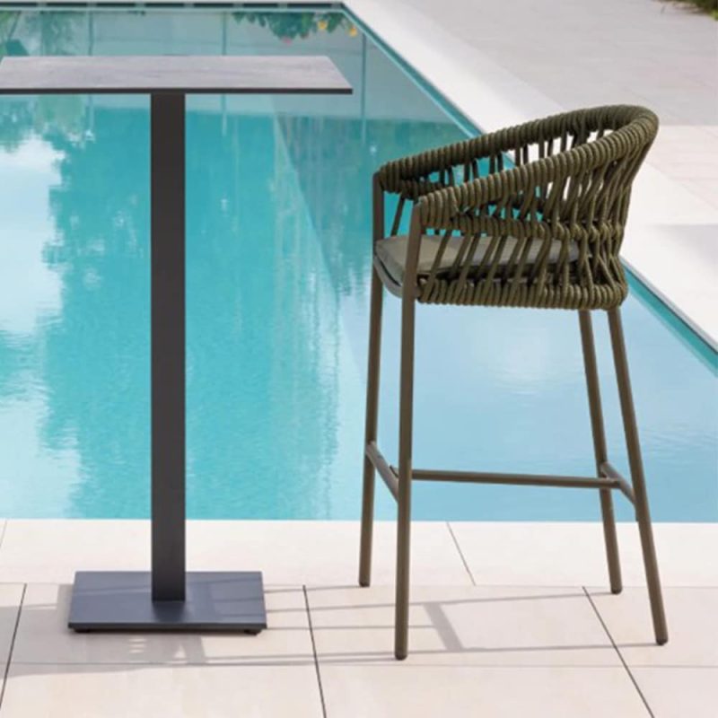 Method Bar Stool Rope Detail Green Frame DeFrae Contract Furniture in situ