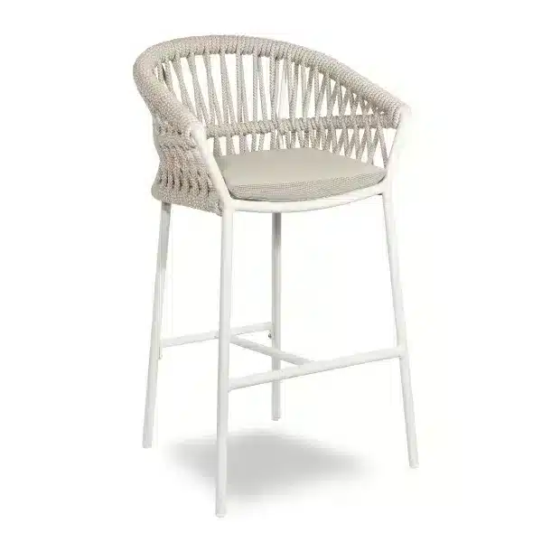 Method Bar Stool Rope Detail White and Beige Frame DeFrae Contract Furniture