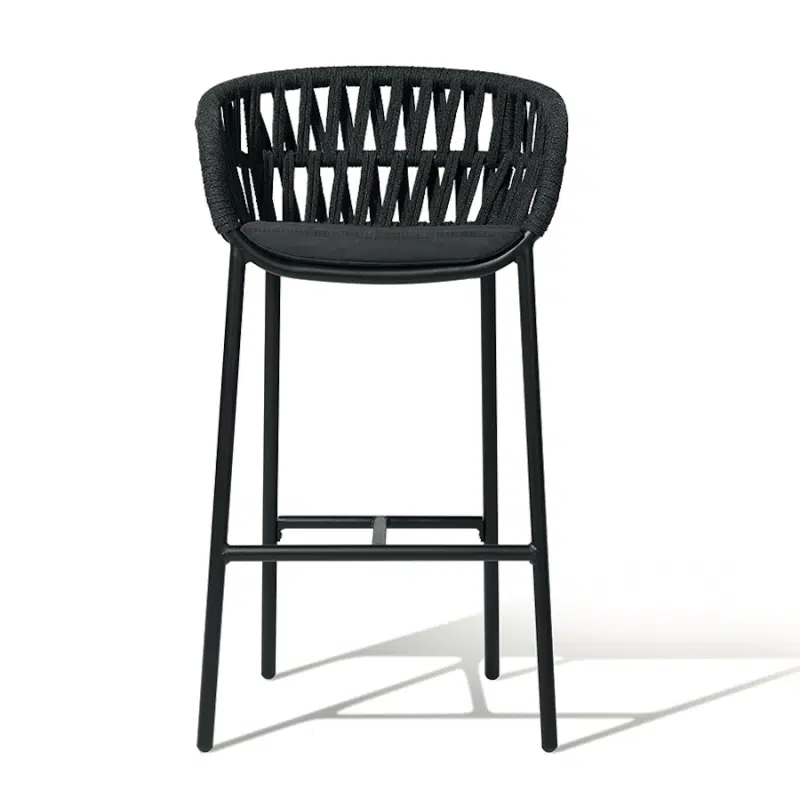 Tahiti Bar Stool DeFrae Contract Furniture with rope back detail for your restaurant bar coffee shop hotel or poolside areas