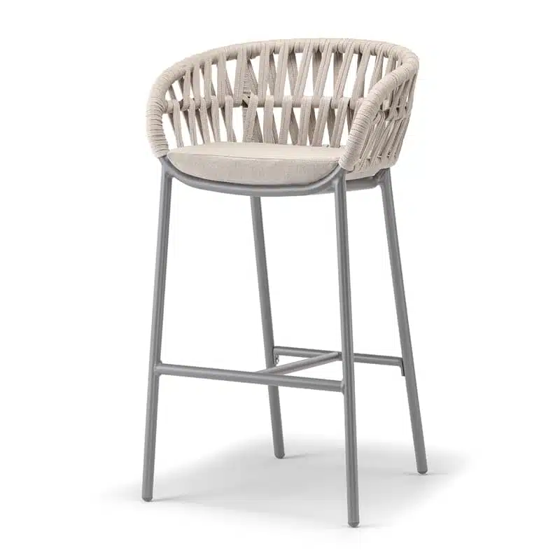 Tahiti Bar Stool DeFrae Contract Furniture with rope back detail for your restaurant bar coffee shop hotel or poolside areas