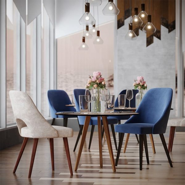 Donatella Range of Chairs for restaurants by DeFrae Contract Furniture with curved or open back
