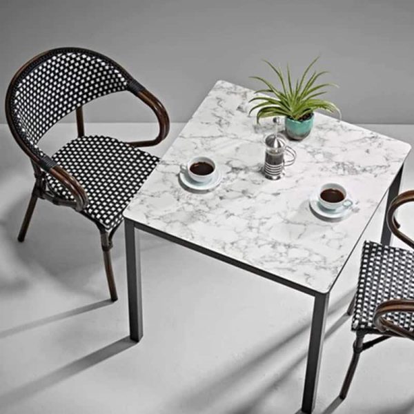 The Panda French bistro chair is a Parisian outdoor chair for your restaurant, bar, cafe or coffee shop. Aluminium frame bamboo style with wicker weave.
