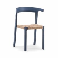 Torso Side Chair with Rush Weave Seat Restaurant DeFrae Contract Furniture