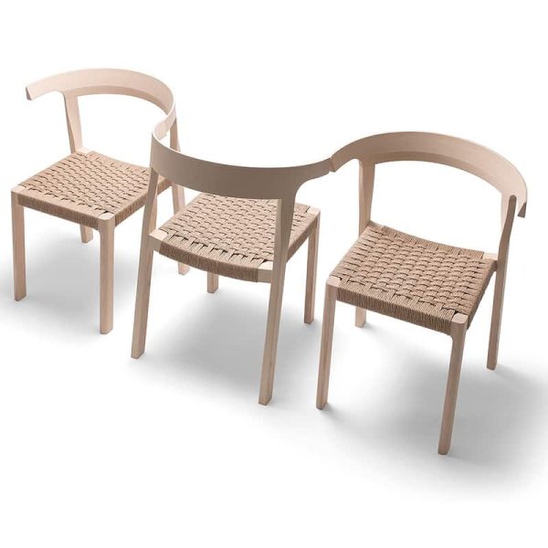 Torso Side Chair with Rush Weave Seat Restaurant DeFrae Contract Furniture Curved Back Rests