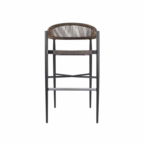 Vienna Bar Stool DeFrae Contract Furniture for outdoor contract use. Rope weave back bar wicker bar stool