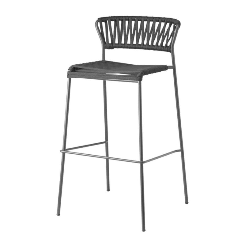 Lisa Filo Bar Stool Anthracite Frame Dark Grey Rope DeFrae Contract Furniture 2