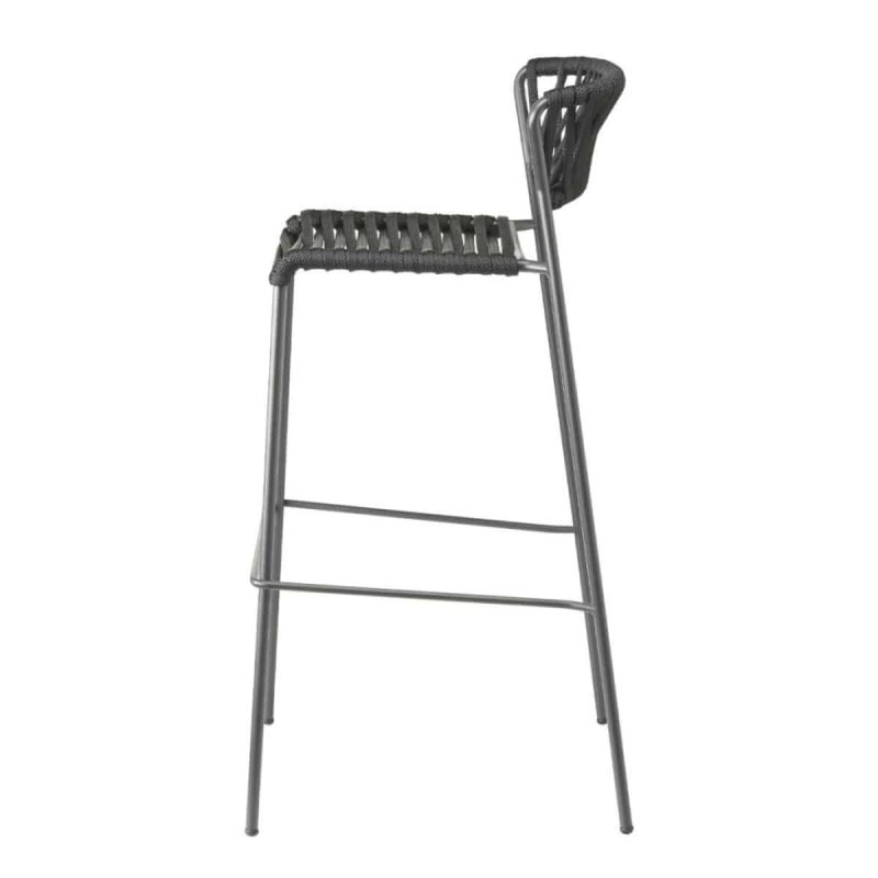 Lisa Filo Bar Stool Anthracite Frame Dark Grey Rope DeFrae Contract Furniture