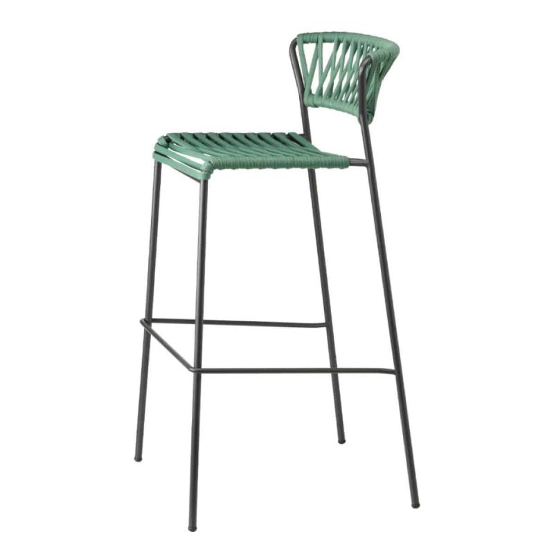 Lisa Filo Bar Stool Black Frame Green Rope DeFrae Contract Furniture 2