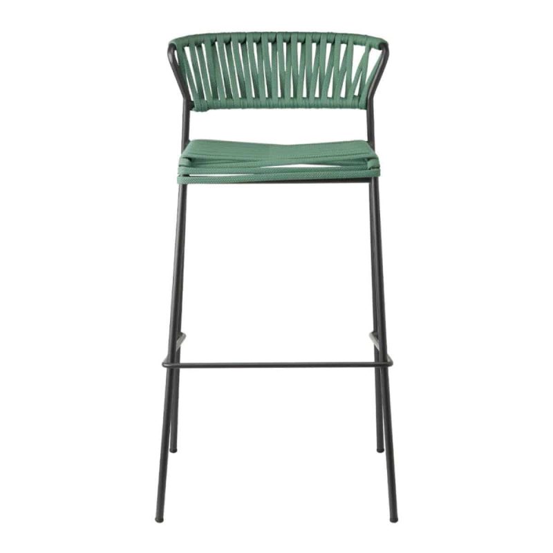 Lisa Filo Bar Stool Black Frame Green Rope DeFrae Contract Furniture