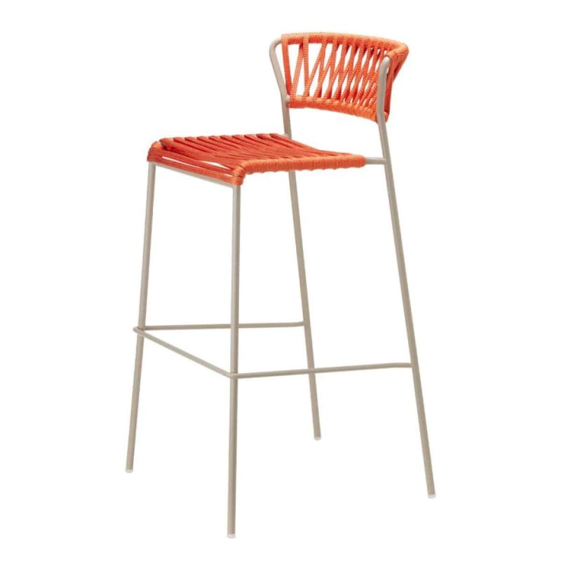 Lisa Filo Bar Stool Taupe Frame Orange Rope DeFrae Contract Furniture 1