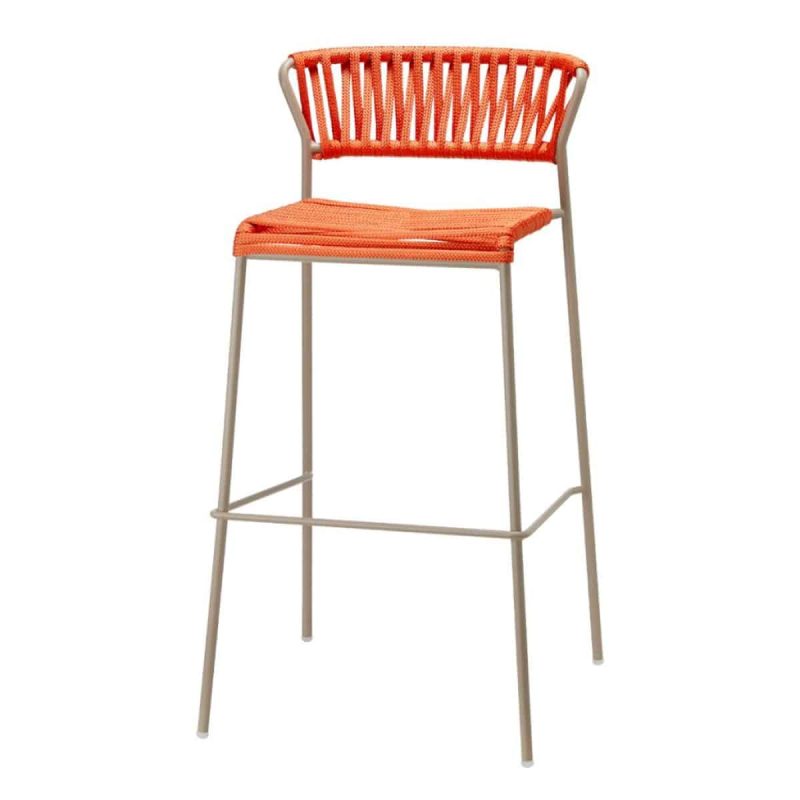 Lisa Filo Bar Stool Taupe Frame Orange Rope DeFrae Contract Furniture 2