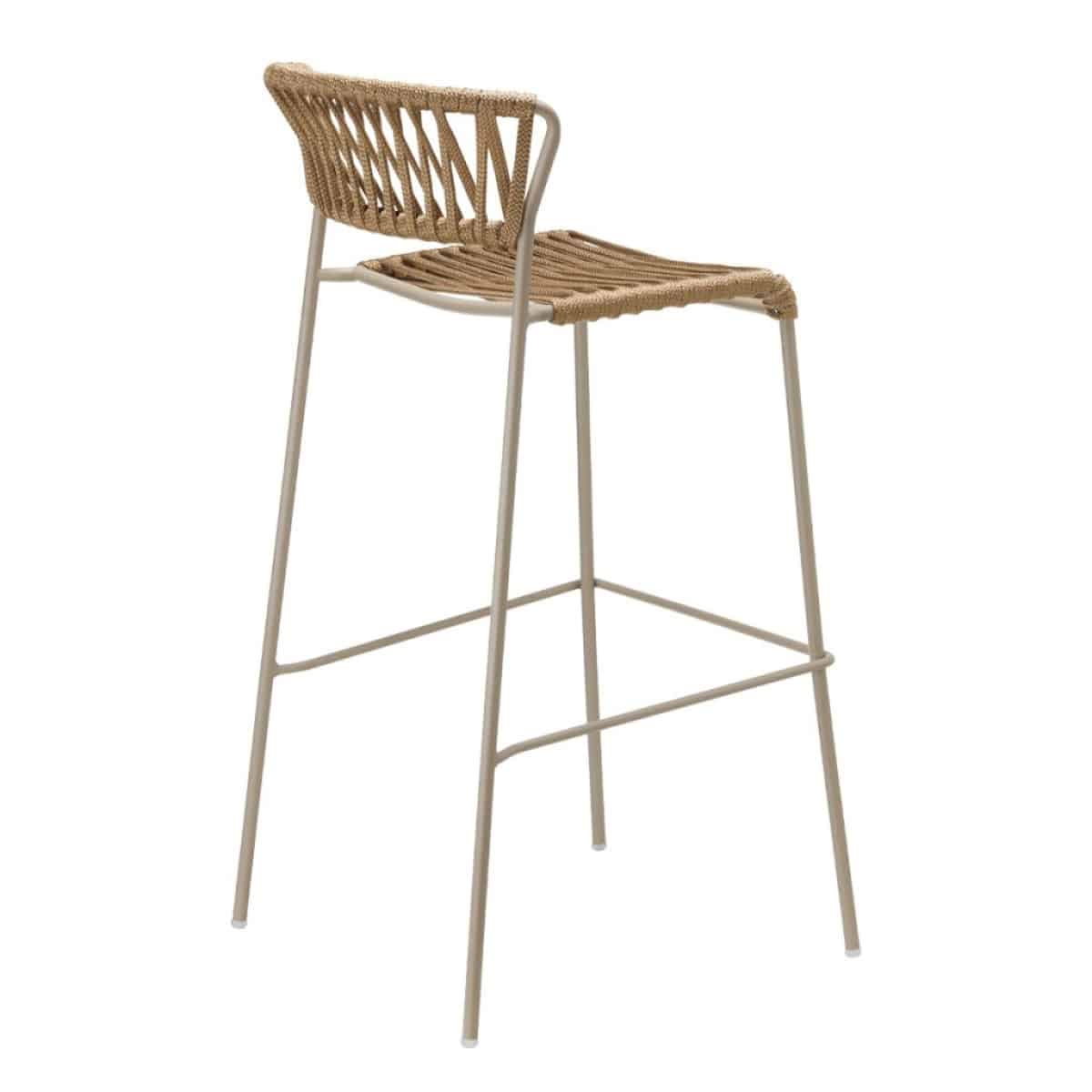 Lisa Filo Bar Stool Taupe Frame Taupe Rope DeFrae Contract Furniture
