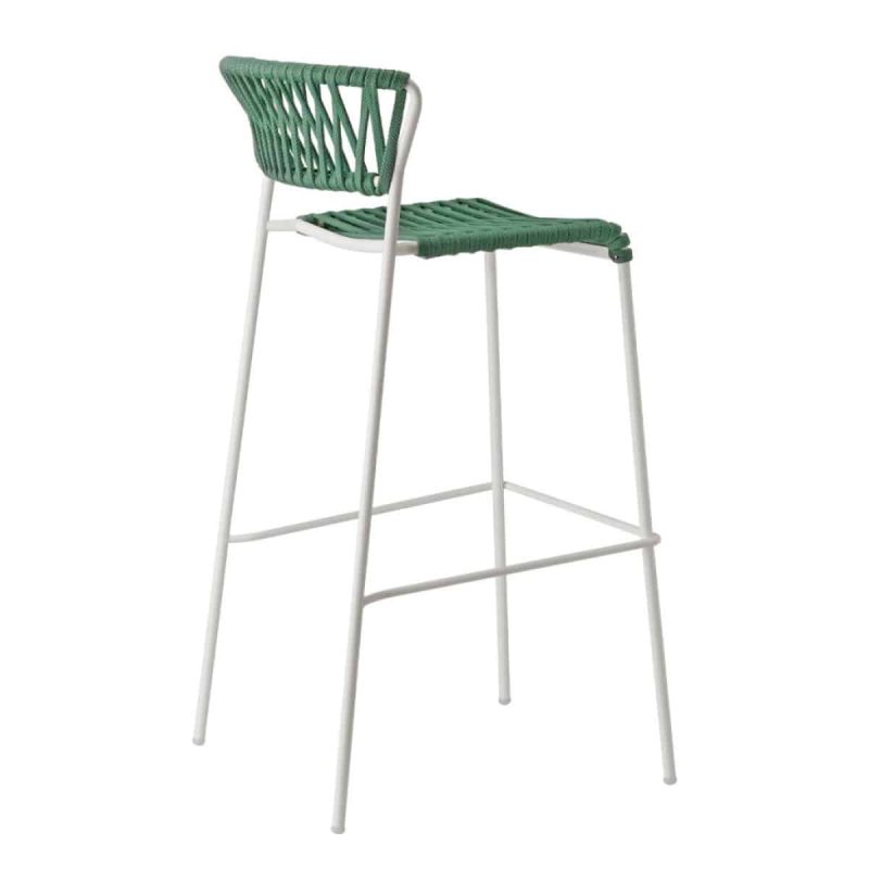 Lisa Filo Bar Stool White Frame Green Rope DeFrae Contract Furniture Back