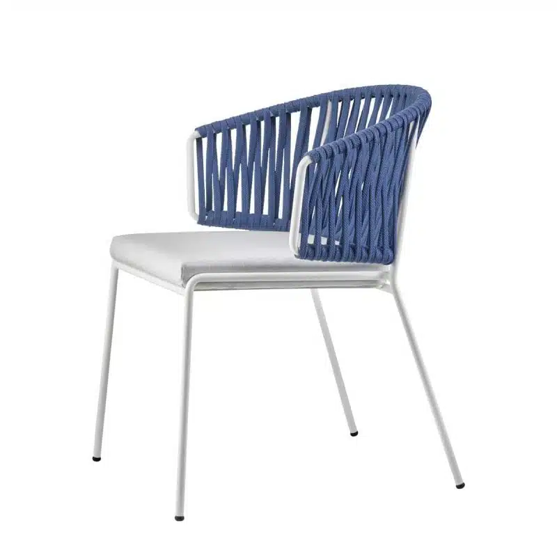 Lisa Filo Nest Armchair White Frame Blue Rope DeFrae Contract Furniture 2