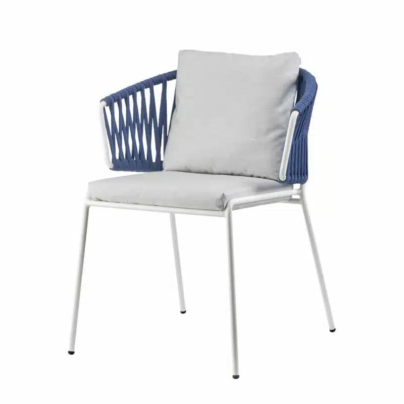 Lisa Filo Nest Armchair White Frame Blue Rope DeFrae Contract Furniture 3