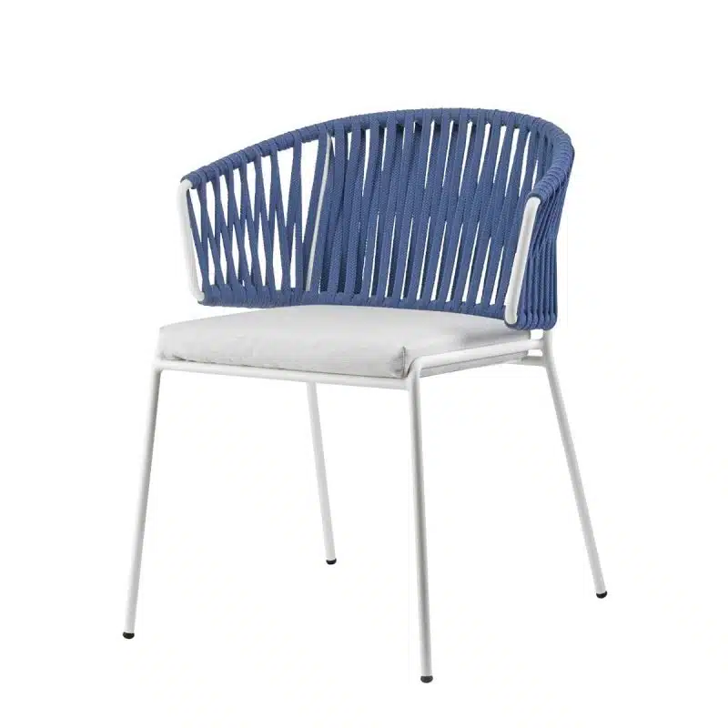 Lisa Filo Nest Armchair White Frame Blue Rope DeFrae Contract Furniture