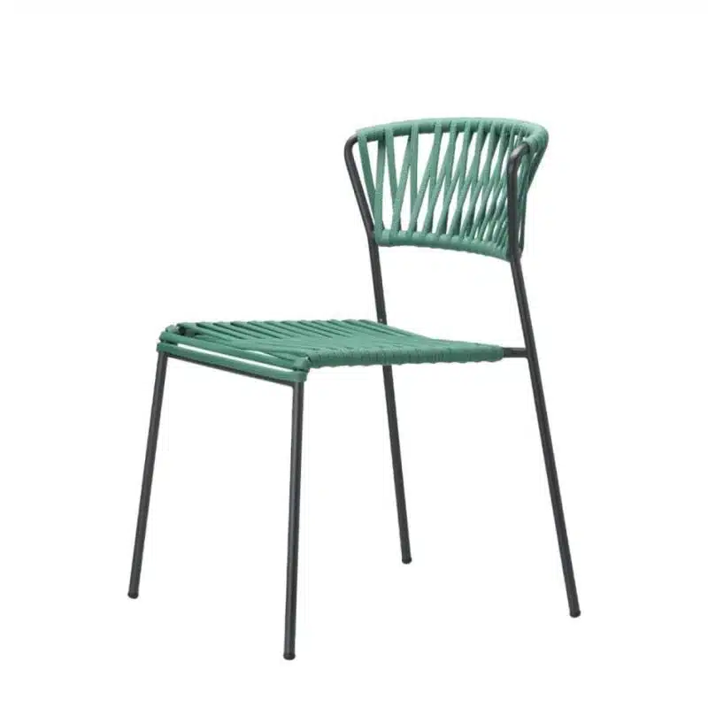 Lisa Filo Side Chair Black Frame Green Rope DeFrae Contract Furniture