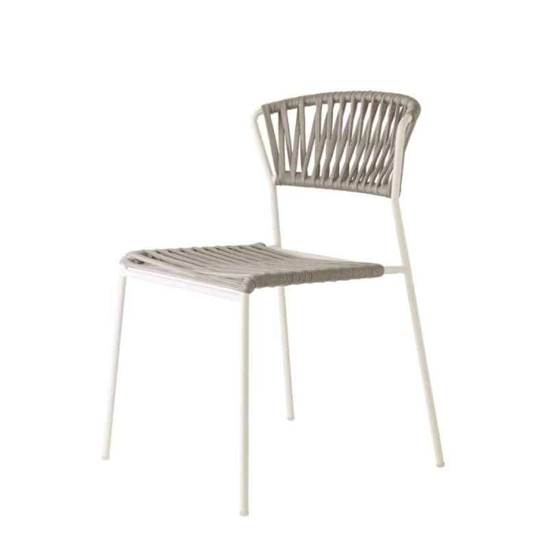 Lisa Filo Side Chair Cream Frame Taupe Rope DeFrae Contract Furniture