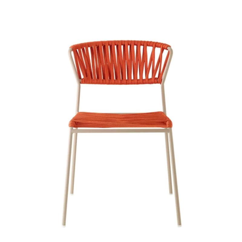 Lisa Filo Side Chair Taupe Frame Orange Rope DeFrae Contract Furniture 2