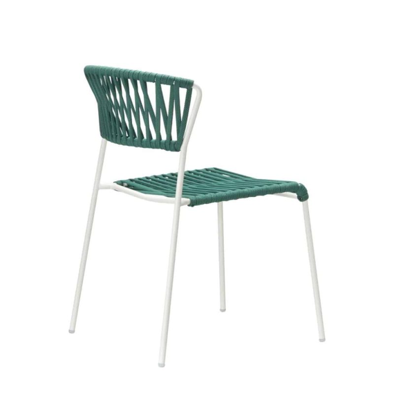 Lisa Filo Side Chair White Frame Green Rope DeFrae Contract Furniture Back