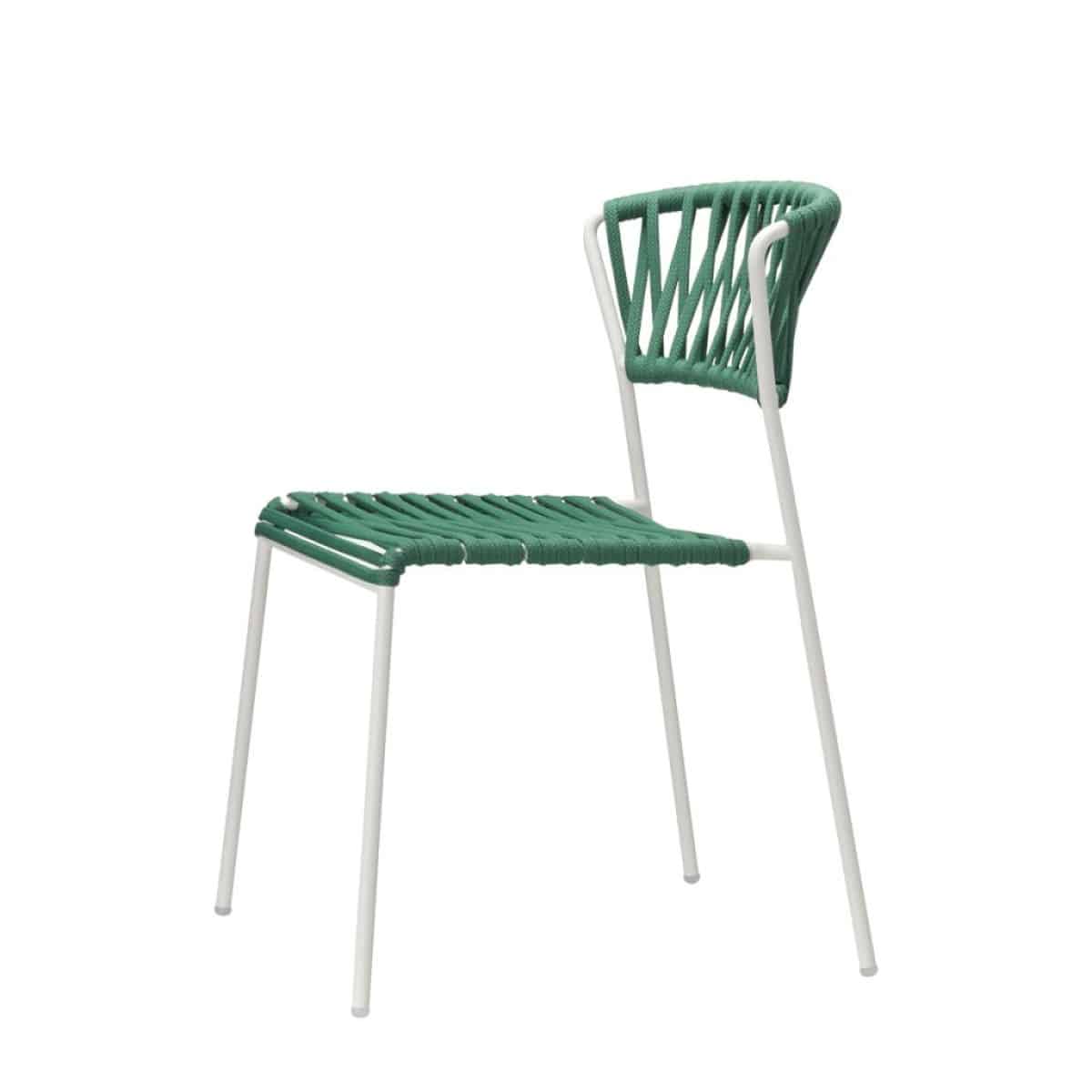 Lisa Filo Side Chair White Frame Green Rope DeFrae Contract Furniture